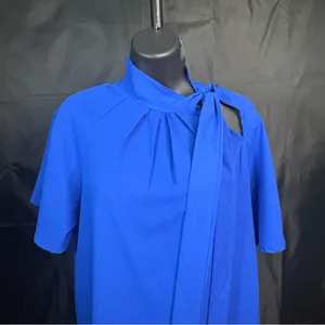 SHEIN Cobalt Blue Blouse with Tie Accent M thumbnail 8