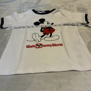 Disney Parks Walt Disney World Mickey Mouse White Short Sleeve Ringer Shirt sz M thumbnail 2