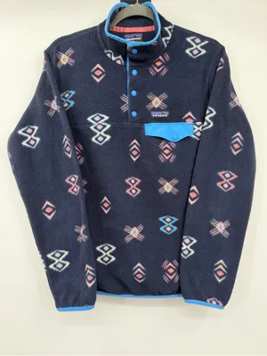 Patagonia Lightweight Synchilla Snap-T Women M Navy Geometric Fleece thumbnail 2