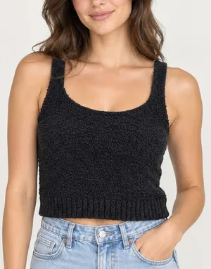 SKIMS Black Fuzzy Tank Top Women’s Vest Sleeveless Knit Large/X-Large thumbnail 1