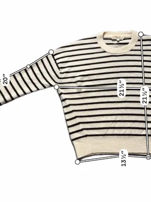 Madewell Womens XS 100% Cashmere Striped Crewneck Sweater Ivory Black thumbnail 4