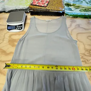 LACAUSA Grey Sleeveless Dropped Waist Midi Dress Semi Sheer Size Small‎ LA310151 thumbnail 12