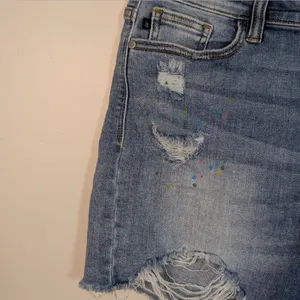 Judy Blue - Paint Spatter Distressed Jean Shorts - Light Blue thumbnail 8