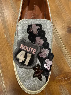 Coach “Route 41” Cherry Collection Silver Glitter Slip-On Sneakers Women's 8.5 thumbnail 10