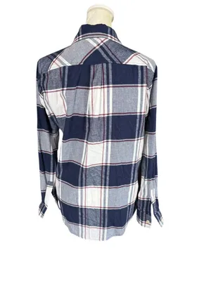 Weatherproof Vintage stretch blue and white long sleeve collared button down shirt S thumbnail 4