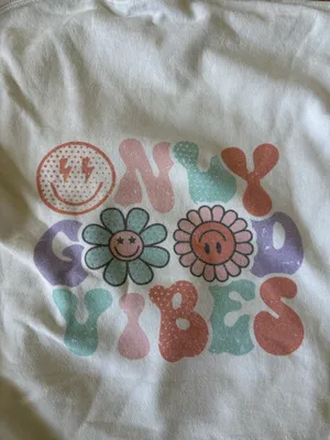 Gildan White Only Good Vibes Graphic Hoodie thumbnail 3