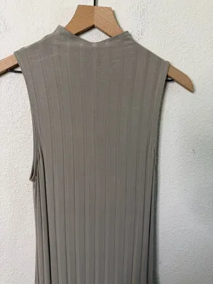 Aritzia Wilfred Leo Midi Ribbed Dress in Silent Storm Green Womens‎ Size M thumbnail 8
