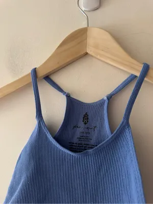 Free People Happiness Runs Crop Ribbed Tank Periwinkle Blue thumbnail 2