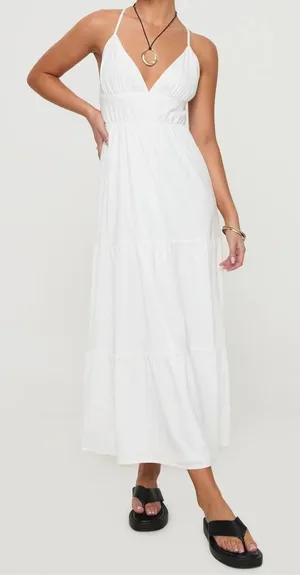 Princess Polly Mckew Sleeveless Crossback Tiered Maxi Dress White 8 thumbnail 1