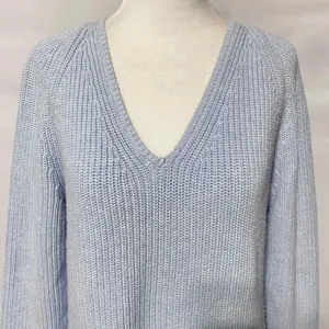 J Crew Cotton V-Neck Vented Hem Tunic Sweater AV009 Light Blue Size Medium thumbnail 3