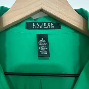 Lauren Ralph Lauren | Green Viscose Long Sleeve Button Front Shirt Dress, 8 thumbnail 5