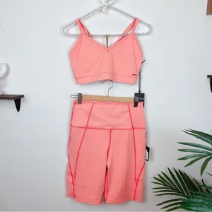 n:Philanthropy Baylis Sports Bra & Bedford Biker Short Coral Workout Yoga Sports thumbnail 3