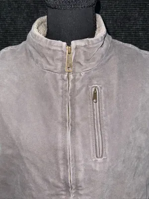 Vintage Carhartt Taupe Gray Sherpa Lined Vest Mock Neck WV001 032 Women’s Large thumbnail 5
