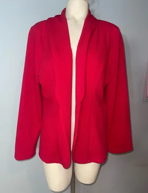 MOA USA red stretchy suit jacket blazer woman’s size L/XL thumbnail 1