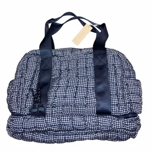 NEW With Tag AS Revival Altar’d State Blue & White Quilted Gingham Gym Bag Tote Laptop Bag thumbnail 3