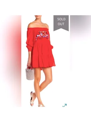 Free People Red Floral Mini Dress Size M (PTP 18.5”) thumbnail 2