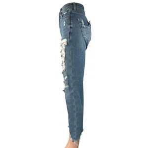 American Eagle Women's Blue Distressed Stretch High Rise Mom Denim Jeans Size 0 thumbnail 2