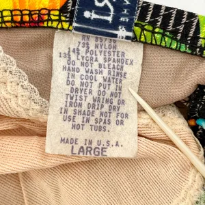 Vintage 90s Bright Matari Mixems Neon Floral Rainbow Triangle Bikini Halter Top Size L thumbnail 8