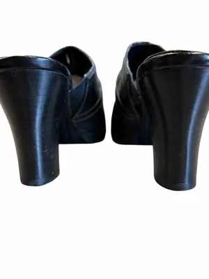St John’s Bay Y2K Leather Shoes Size 8 Black Mules Clogs Buckle Office Neutral thumbnail 8