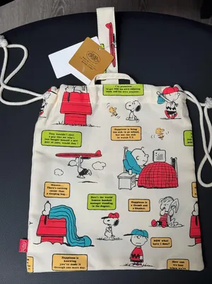 Peanuts Snoopy Charlie Brown Drawstring Pouch Bag Red thumbnail 1