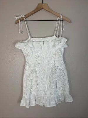 Majorelle Mara Mini Eyelet Lace Dress in White size XS $198 Bride Bridal thumbnail 7