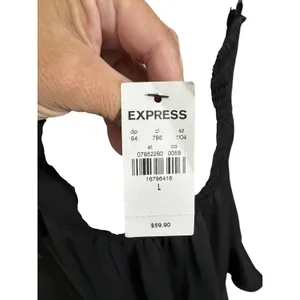 Express Black Ruffle Square Neck Wrap Mini Dress Womens Large NWT Tie Waist thumbnail 6