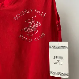 Beverly Hills Polo Club Cotton Sporty Chic Rhinestone Tank Top S‎ Red thumbnail 4