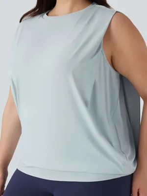 Halara Plus Size Round Neck Cool Touch Yoga Tank Top Frost Veil Grey 2X NWT thumbnail 2