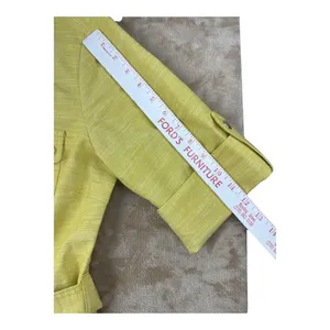 Sharagano Women Laurel Leaf Yellow Zip Front Safari Belted Dress Size 10 Utility thumbnail 4