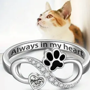 Infinity Heart Paw Print Ring for the Cat Lover “ Always in my Heart”Size 6 NWT thumbnail 3