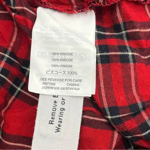 Madewell Red Black Small‎ Tartan Plaid Tiered Button Back Bell Fluted Sleeve Top thumbnail 4
