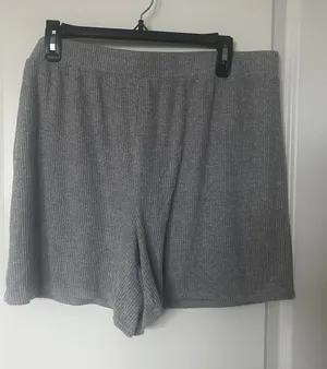 Women's‎ Open Edit Gray Ribbed Lounge Shorts XL thumbnail 1