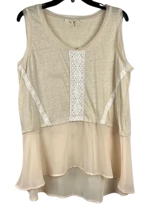 Entro Sleeveless Lace Semi-Sheer Tank Top Large thumbnail 1