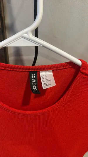H&M Red T-Shirt Dress Ribbed w Ties thumbnail 6