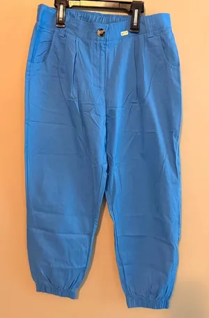 Halara M Blue Elastic Waist Cotton Blend Jogger Pants With Pockets Size M thumbnail 1