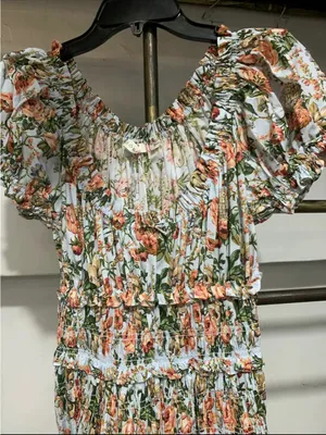 Doen Blue Leanne Floral-Print Cotton Midi Dress, S thumbnail 6