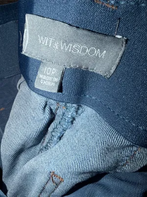 WIT & WISDOM ab solution luxe touch BLUE HIGH RISE PATCH POCKET WIDE LEG JEAN Size 10P thumbnail 7