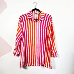 Beach Riot Alexa Cover Up Shirt‎ Sunset Stripe Long Sleeve Button Up Top S/M thumbnail 2