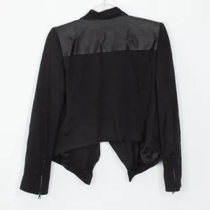 Alice + Olivia Lamb Leather Trim Draped Blazer Jacket Black Womens Size S‎ thumbnail 6