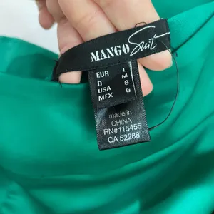 Mango One Shoulder Ruffle Maxi Dress 8 Dark Green Rose Detail Formal Chic‎ thumbnail 8