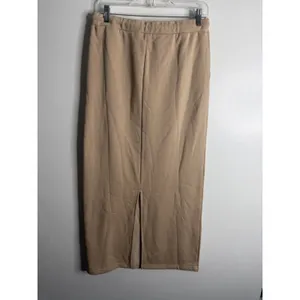 The Drop Taupe Knit Maxi Sweater Skirt Drawstring Waist Pockets Casual Large thumbnail 3