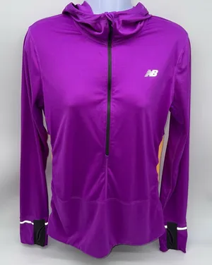 New Balance Women’s Purple/Yellow/Gray Colorblock 1/2 Zip Pullover Hoodie-Size M thumbnail 1
