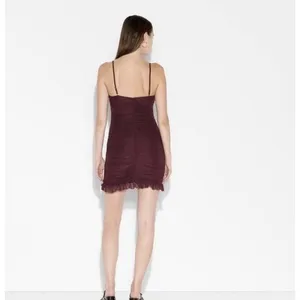 Wild Fable Women’s Burgundy Strapless Ruched Ruffle Hem Bodycon Mini Dress Size S thumbnail 2