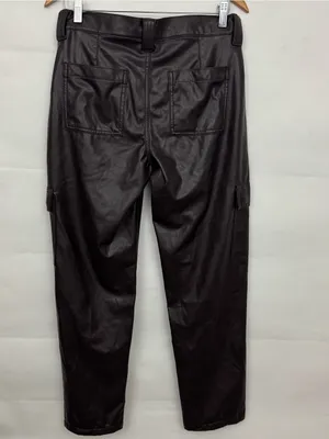 American Eagle Outfitters stretch high waisted vegan leather straight cargo pant thumbnail 5
