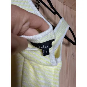 NWT Lulus Easily Gorgeous Ivory & Yellow Striped Midi Sweater Dress Casual Sz S thumbnail 6
