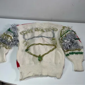 Vtg Sideffects Crafty Ugly Christmas Sweater Contest Tacky Heavy Knit Women LG thumbnail 5