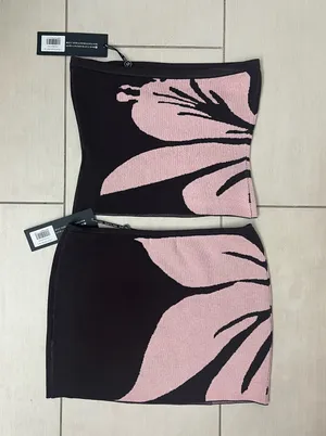 White Fox In bloom strapless knit top and knit mini skirt set thumbnail 3