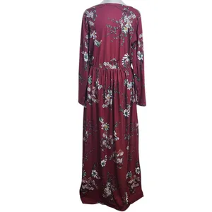 Zesica Long Sleeve Burgundy Floral Maxi Dress Size Large Wedding Guest Dress thumbnail 2