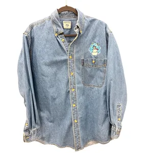 Lee Denim Collection Mens Long Sleeve Button Up Shirt Snowman Patch Blue Size M‎ thumbnail 5
