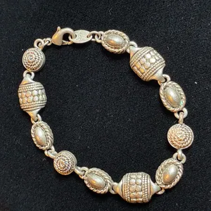 Vintage Avon Gothic Silver Tone Textured Bead Link Bracelet 7") thumbnail 1